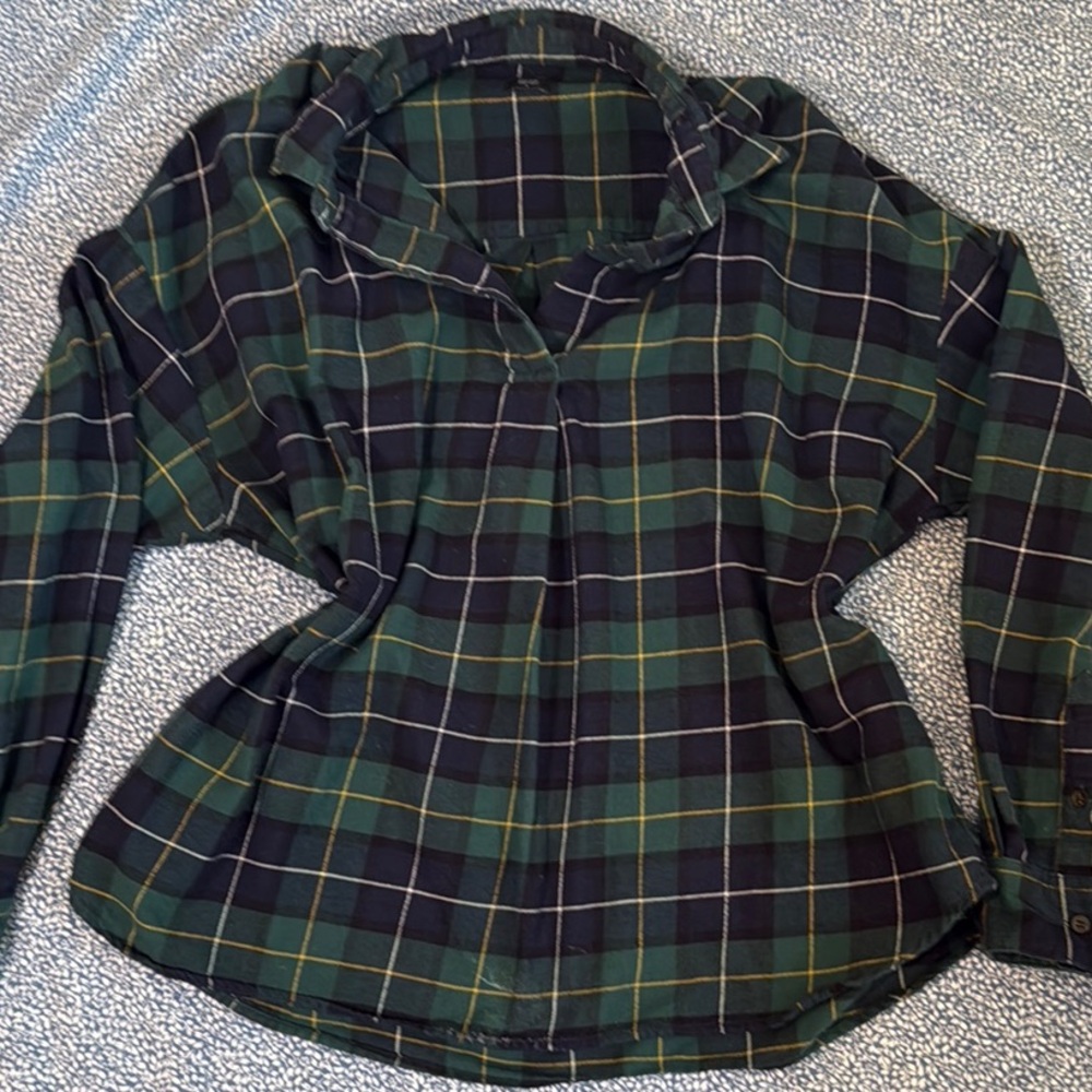 Plaid Green and Blue Women's Top